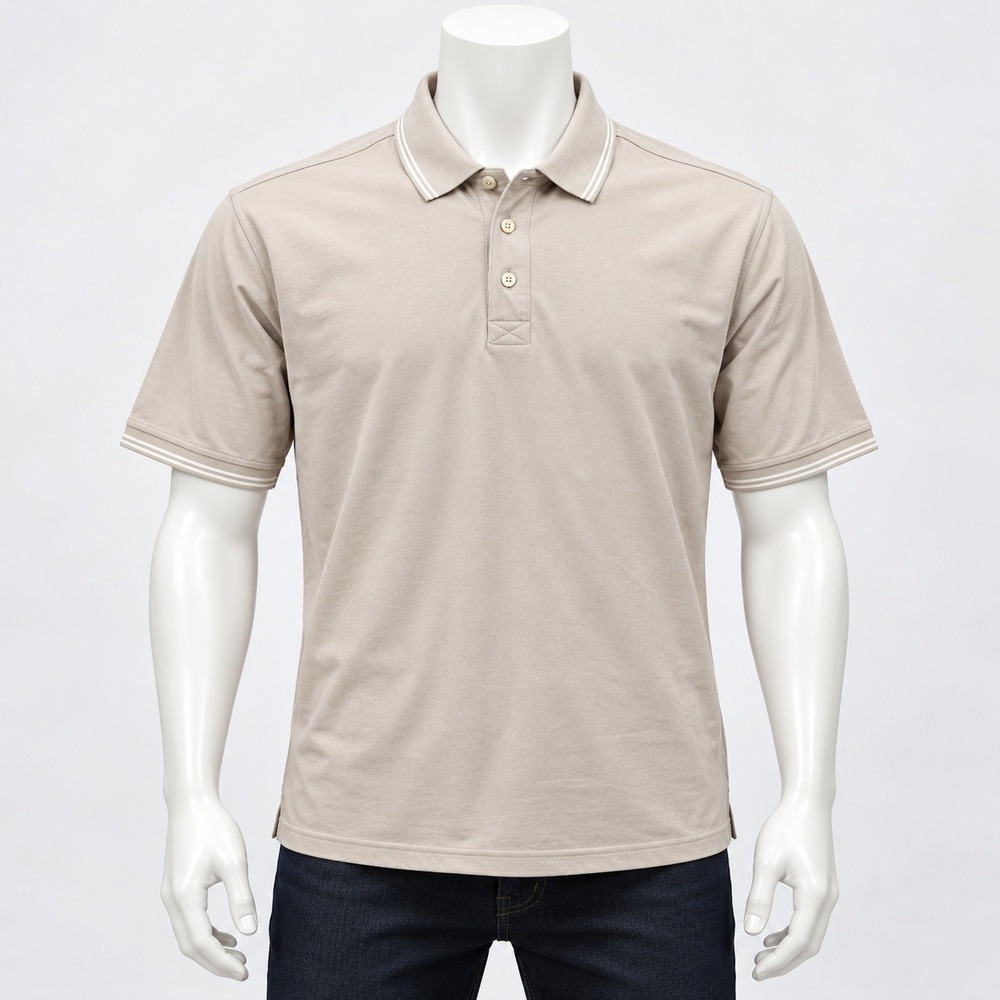 Zara Polo Shirt Mens Large Gray Pima Cotton Blend Short Sleeve Tipped Collar